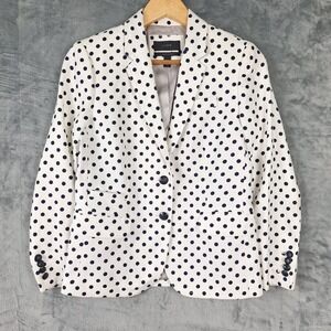 J Crew Schoolboy Blazer 2‎ Polka Dot Linen Preppy Career Office Business Casual